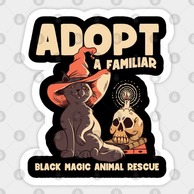 Adopt a familiar | Funny Witchy Cat Mom Sticker by Emmi Fox Designs